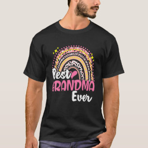 Best Grandma Ever Funny Roze Leopard Rainbow Mothe T-shirt