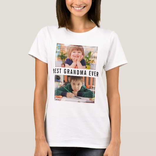 Best Grandma Ever Grandchildren 2 Photo Collage  T-shirt (Voorkant)
