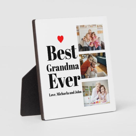 Best Grandma Ever Heart 3 Photo Collage Fotoplaat (Voorkant)