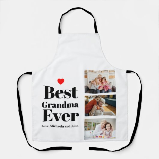 Best Grandma Ever Heart 3 Photo Collage Schort (Voorkant)