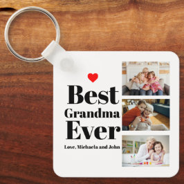 Best Grandma Ever Heart 3 Photo Collage Sleutelhanger
