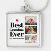 Best Grandma Ever Heart 3 Photo Collage Sleutelhanger (Voorkant)
