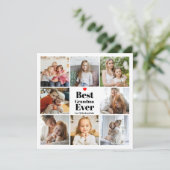 Best Grandma Ever Heart 8 Photo Collage Feestdagenkaart (Staand voorkant)