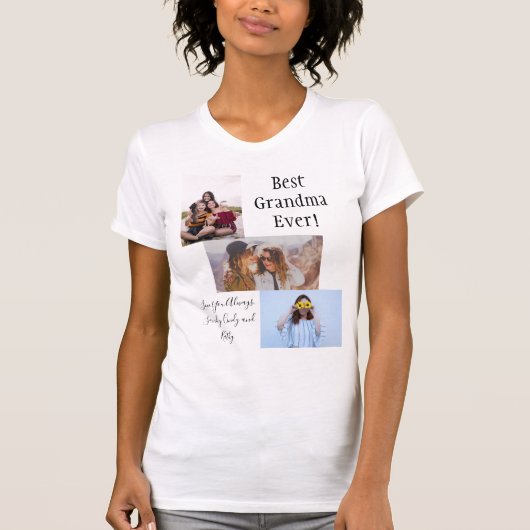 Best Grandma Ever Modern 3 Photo Collage T-shirt (Voorkant)
