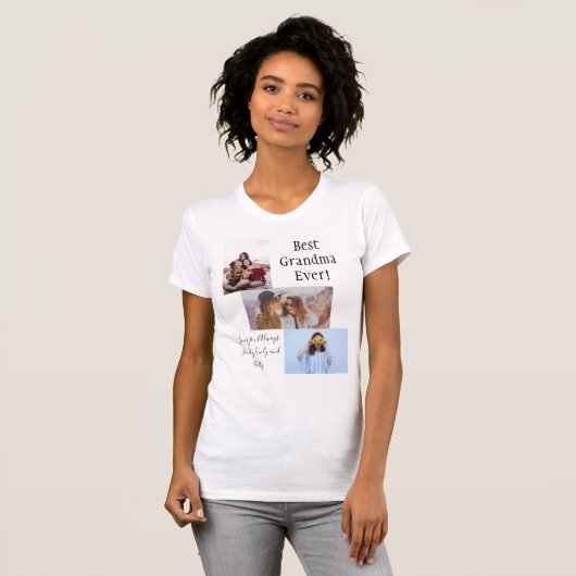 Best Grandma Ever Modern 3 Photo Collage T-shirt (Voorkant volledig)