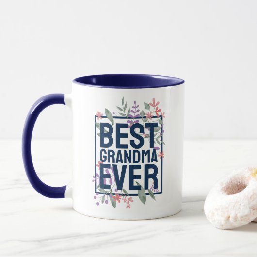 Best Grandma Ever Modern Floral Flower Mok (Met donut)