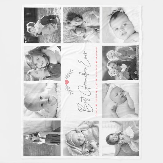 Best Grandma Ever Modern Script 10 Photo Collage Fleece Deken (Voorkant)
