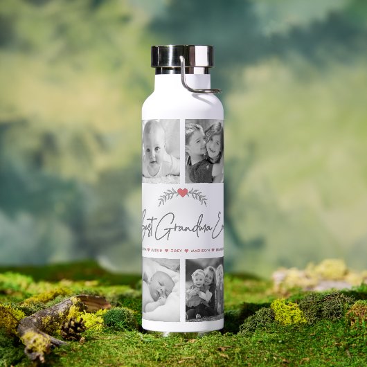 Best Grandma Ever Modern Script 10 Photo Collage Waterfles (Buiten)
