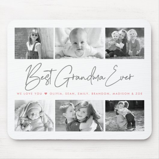Best Grandma Ever Modern Script 6 Photo Collage Muismat (Voorkant)