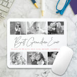 Best Grandma Ever Modern Script 6 Photo Collage Muismat<br><div class="desc">"Beste oma ooit." Ze houdt elke minuut van haar kleinkinderen. Een stijlvolle, eenvoudige visuele weergave van zacht grijs handgeschreven script en zacht roze sans serif typografie bedekt een witte achtergrond. Voeg zes, gekoesterde foto's van uw keus toe en pas de naam/het bericht aan, voor de perfecte moderne, stijlvolle, gepersonaliseerde fotomuis...</div>