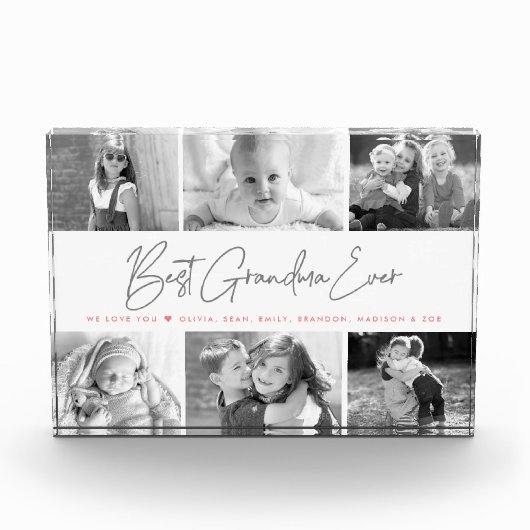 Best Grandma Ever Modern Script Custom Collage 6 Fotoblokken (Voorkant)