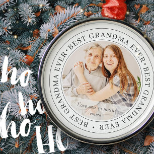Best Grandma Ever Moderne Classic Photo Metalen Ornament