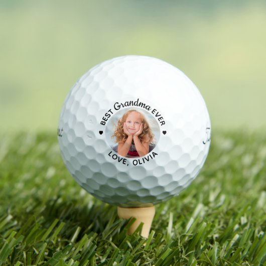 Best Grandma Ever Personalized Photo Titleist Golfballen (Insitu Shirt)