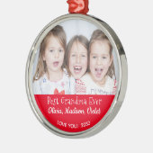 Best Grandma Ever Persoonlijk Fotokerstfeest Metalen Ornament (Links)