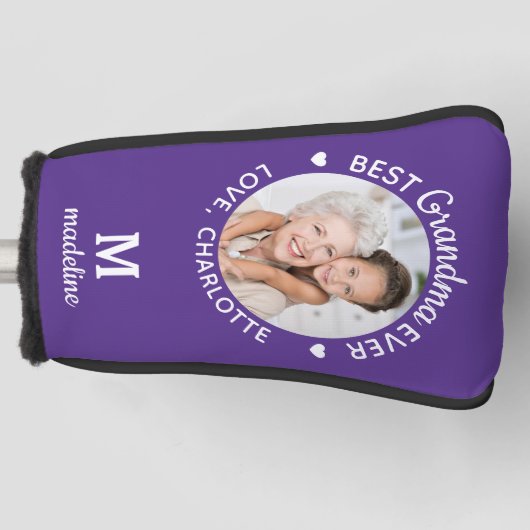 Best Grandma Ever Persoonlijke Monogram Foto Golfheadcover (Voorkant)