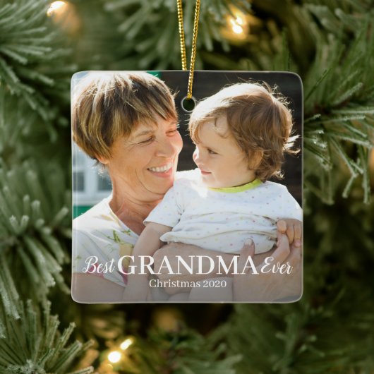 Best GRANDMA Ever Photo Ceramic Ornament (Boom)