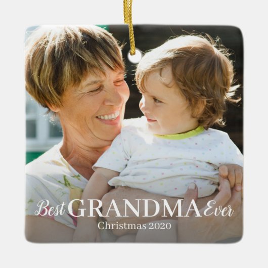 Best GRANDMA Ever Photo Ceramic Ornament (Voorkant)