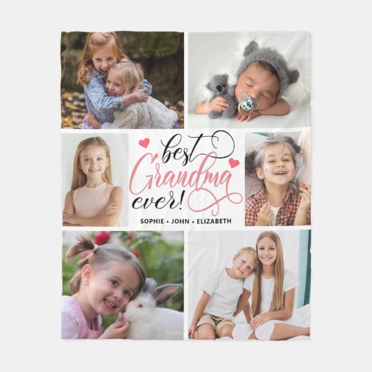 Best Grandma Ever Photo Collage Fleece Deken (Voorkant)