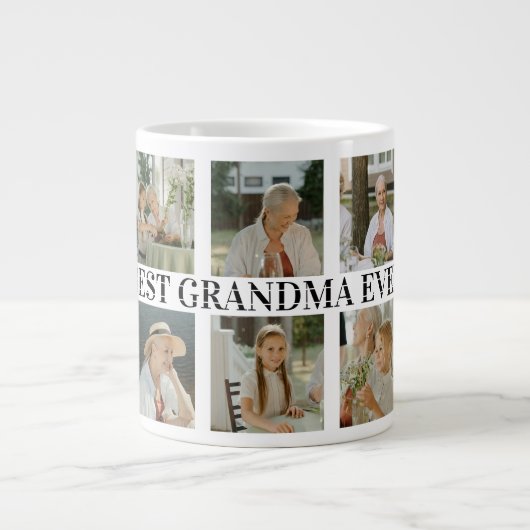 Best Grandma Ever Photo Collage – Gift with Hearts Grote Koffiekop (Voorkant)