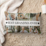 Best Grandma Ever Photo Collage – Gift with Hearts Kussen<br><div class="desc">Give your beloved grandmother a cozy, heartfelt gift with this personalized throw pillow. Featuring a custom photo collage and the message “Best Grandma Ever” centered with two sweet heart accents, this pillow brings warmth, love, and family memories to any room. Perfect for Grandma, Nana, or Nonna, this custom pillow is...</div>