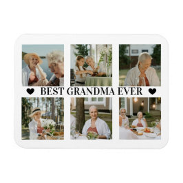 Best Grandma Ever Photo Collage – Gift with Hearts Magneet