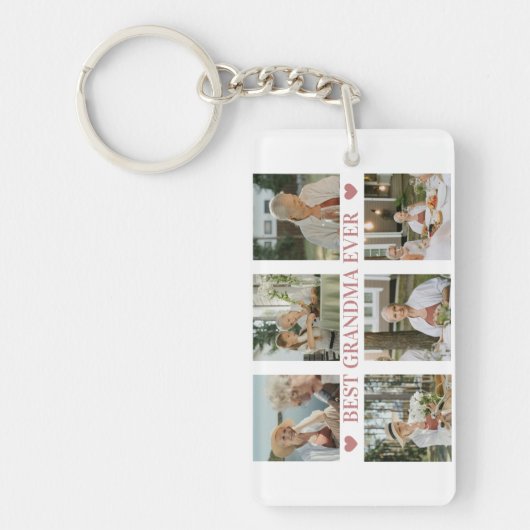 Best Grandma Ever Photo Collage – Gift with Hearts Sleutelhanger (Voorkant)