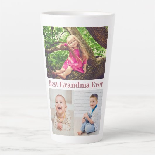 Best Grandma Ever Photo Collage Latte Mok (Voorkant)