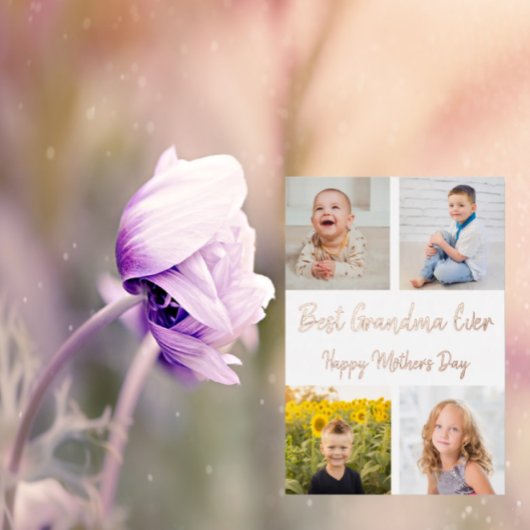 Best Grandma Ever Photo Collage Moederdag Card Folie Uitnodiging