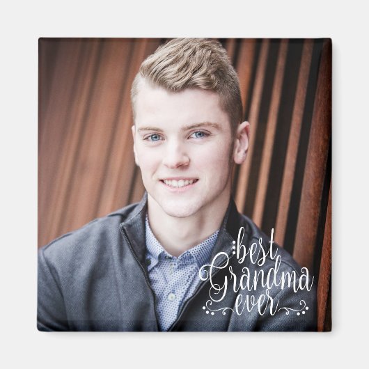 Best Grandma Ever Photo Typography Magneet (Voorkant)
