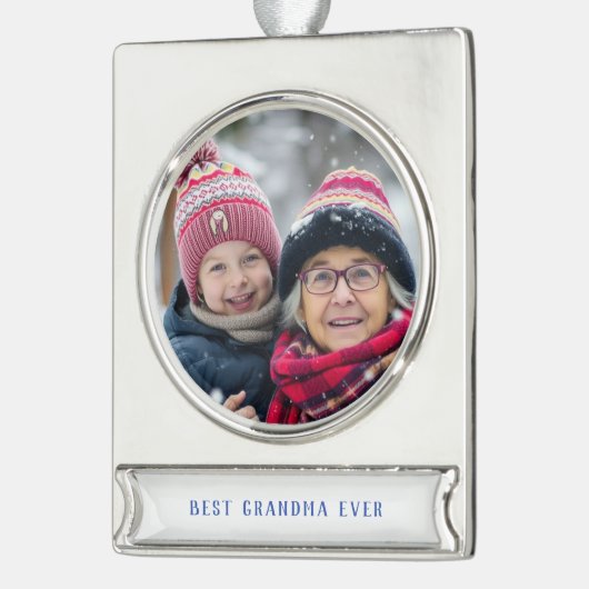 Best Grandma Ever Photo Verzilverd Banner Ornament (Links)