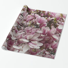 Best Grandma Ever Pink Magnolia Flowers Floral Cadeaupapier