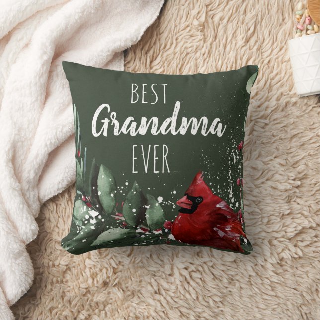 Best Grandma Ever Pretty Red Cardinal Photo Xmas Kussen (Deken)