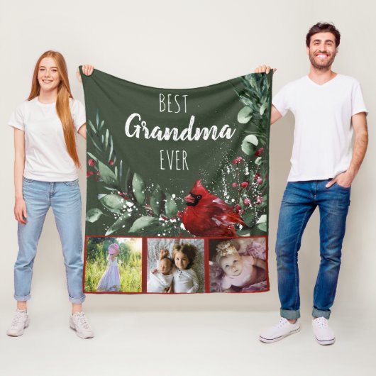 Best Grandma Ever  Red Cardinale Fotografie Fleece Deken (In situ)