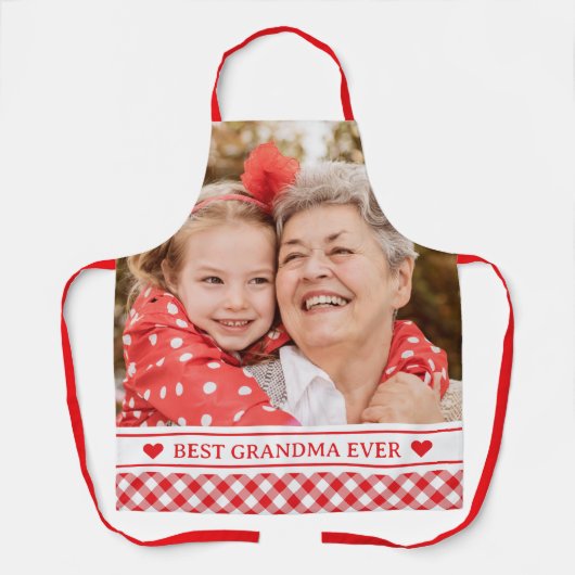 Best Grandma Ever Red Gingham Plays Foto Schort (Voorkant)