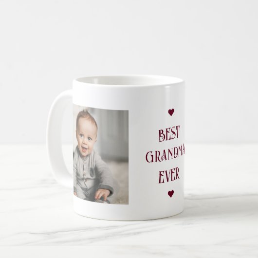 Best Grandma Ever Red Modern Two Photo Koffiemok (Voorkant links)