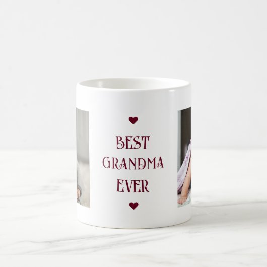 Best Grandma Ever Red Modern Two Photo Koffiemok (Center)