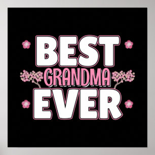 Best Grandma Ever - Roze Cherry Blossom Poster