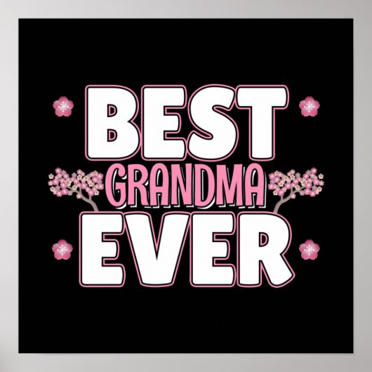 Best Grandma Ever - Roze Cherry Blossom Poster (Voorkant)