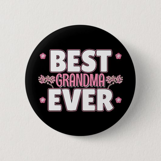Best Grandma Ever - Roze Cherry Blossom Ronde Button 5,7 Cm (Voorkant)