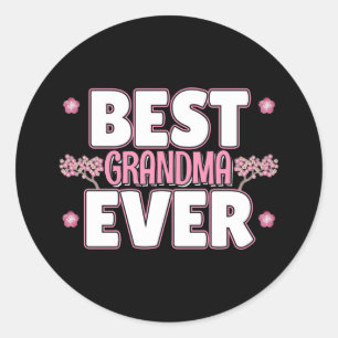 Best Grandma Ever - Roze Cherry Blossom Ronde Sticker