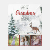 Best Grandma Ever Rustic Deer Winter Scene Foto Fleece Deken (Voorkant)