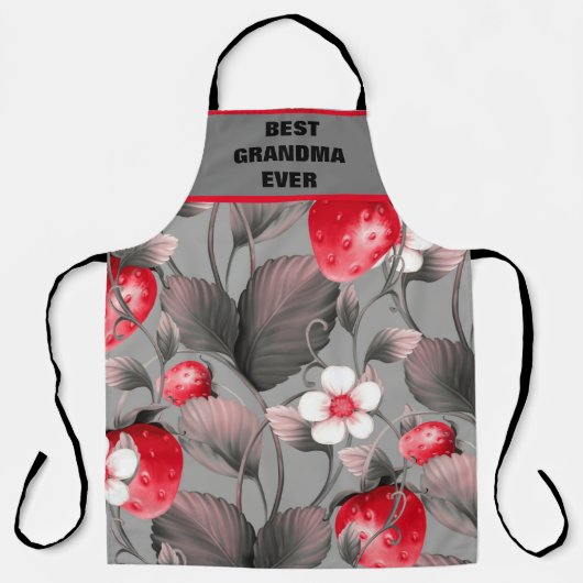 Best Grandma Ever Schort Red en Gray Strawberry (Voorkant)