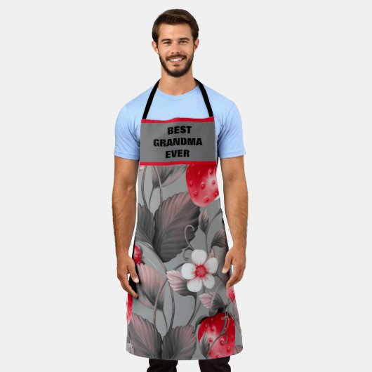 Best Grandma Ever Schort Red en Gray Strawberry (Gedragen)