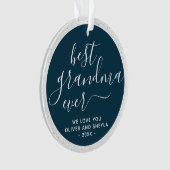 Best Grandma Ever Script Photo on Back Keepslag Ornament (voorkant)