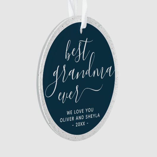 Best Grandma Ever Script Photo on Back Keepslag Ornament (voorkant)