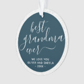 Best Grandma Ever Script Photo on Back Keepslag Ornament (voorkant)