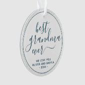 Best Grandma Ever Script Photo on Back Keepslag Ornament (voorkant)