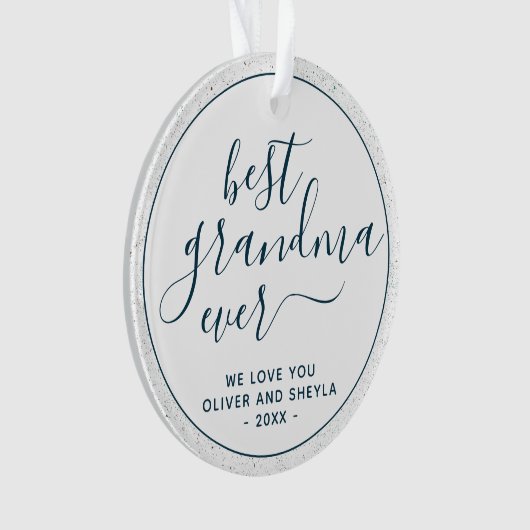 Best Grandma Ever Script Photo on Back Keepslag Ornament (voorkant)