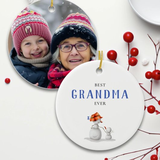 Best Grandma Ever Snowman Photo Keramisch Ornament