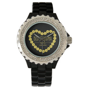 Best Grandma Ever Sunflower Heart, gepersonaliseer Horloge